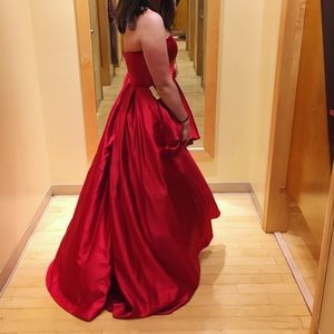 Long Red Prom Ball Gown